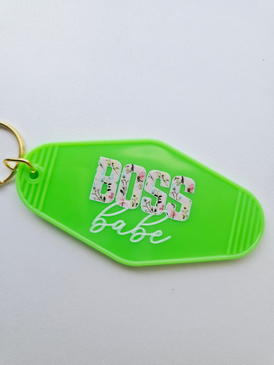 Boss babe Motel lime green style keychains