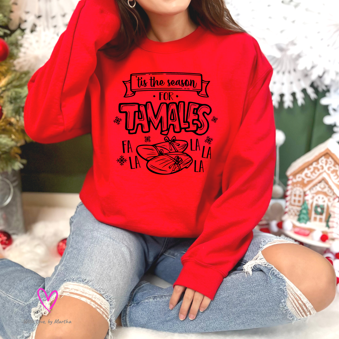 'Tis the season for tamales Christmas Crewneck Sweatshirt