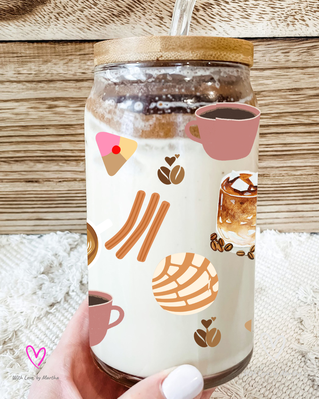 Cafecito y Pan Dulce Glass Cup 16oz