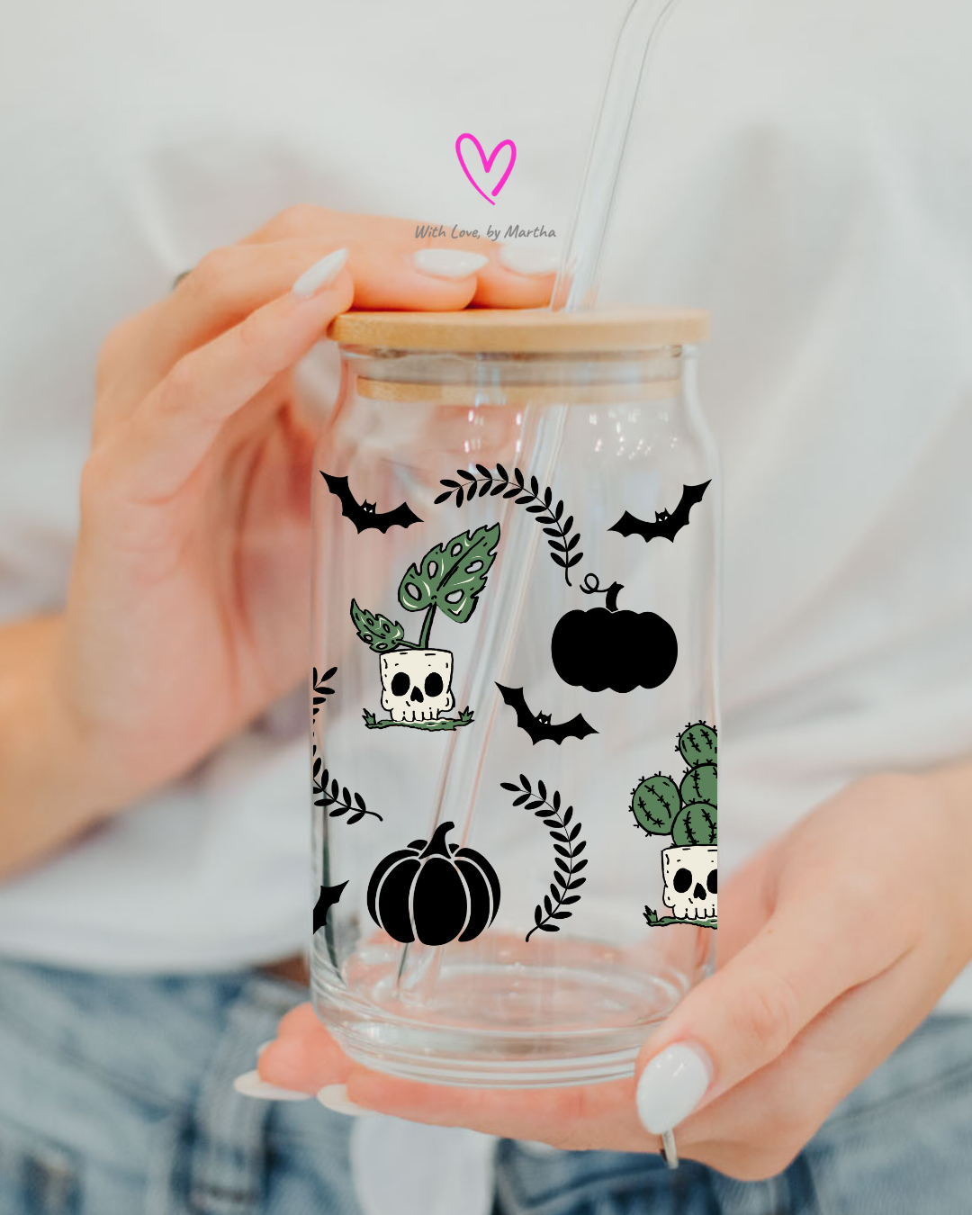 Halloween Plant Lady Glass Can 16oz