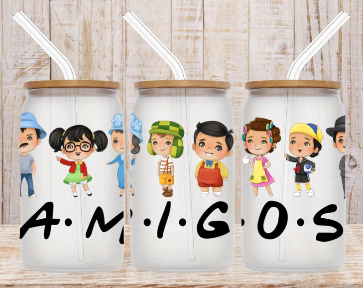 Amigos El Chavo del Ocho Glass Can 16oz