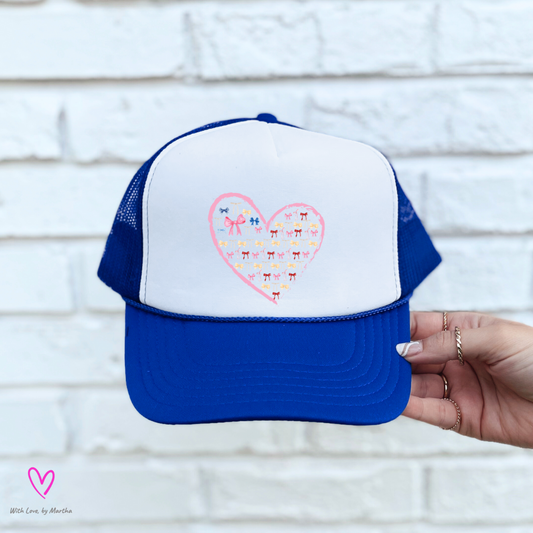 Pink Heart patriotic bows flag foam trucker hat