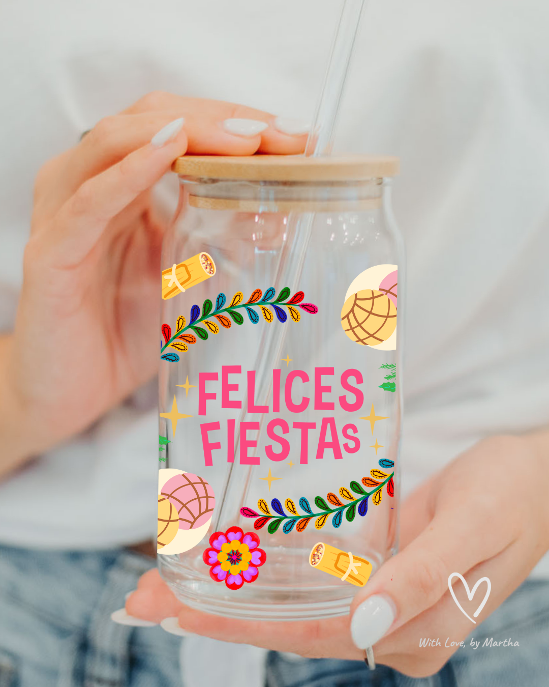 Felices Fiestas Glass cup 16oz