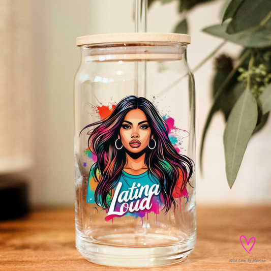 "Latina Loud" Graffitti art Glass cup 16oz