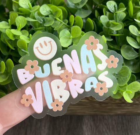 Buenas Vibras (transparent) Sticker