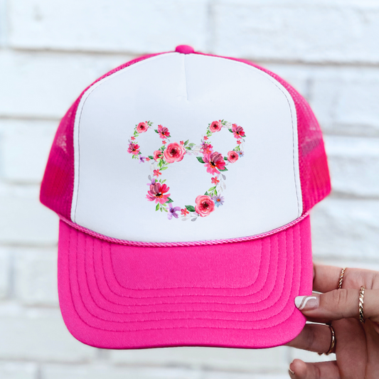 "Floral Mouse" trucker Hat
