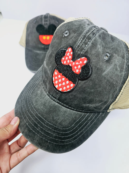 Red and white MInnie Head Trucker Hat