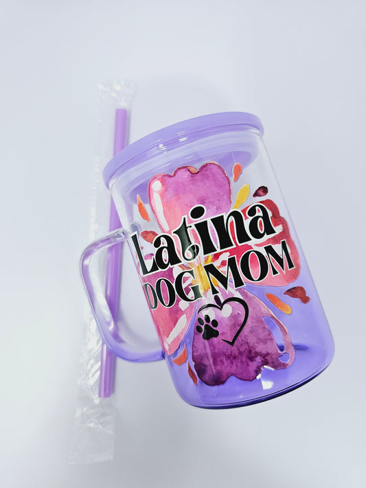 Latina Dog Mom Purple Glass Mug 16oz