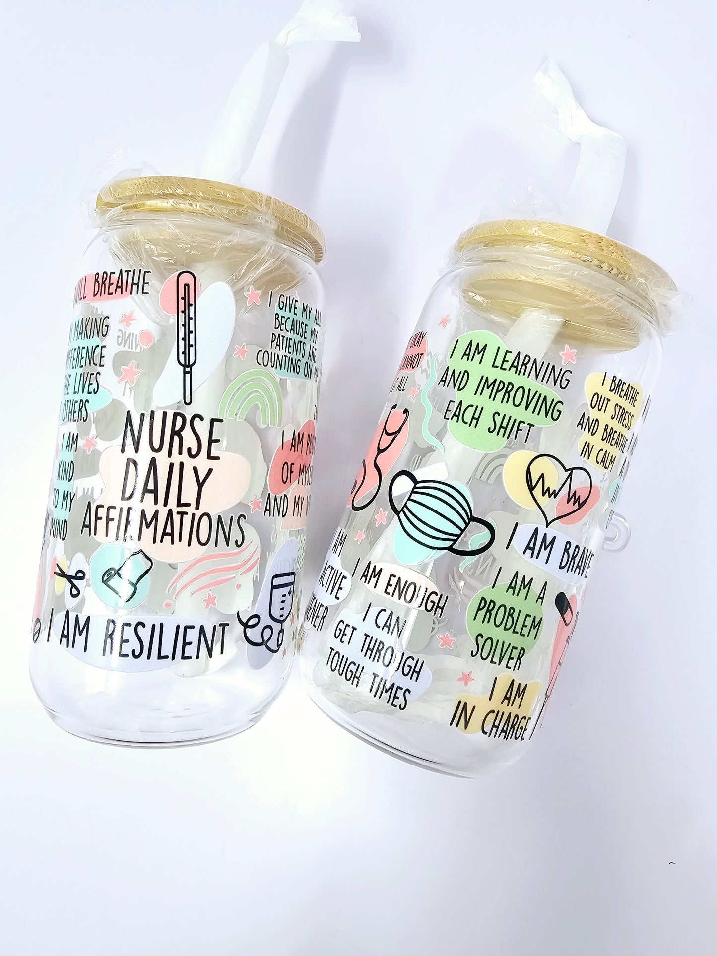 "Nurse Daily Affirmations" Glass Can 16oz