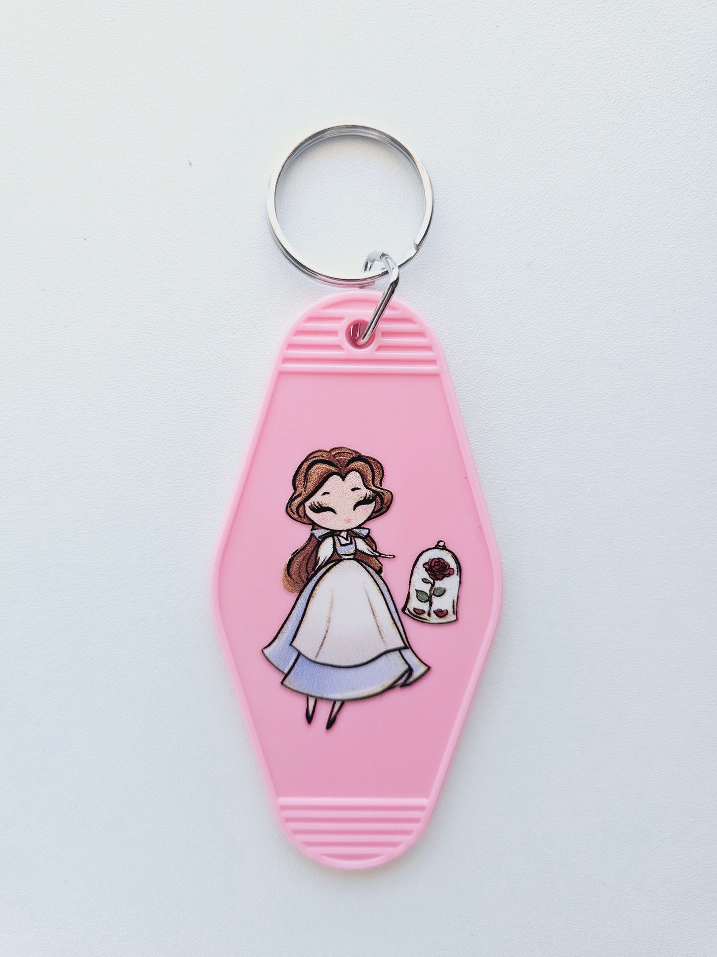 Belle pink Motel style keychains