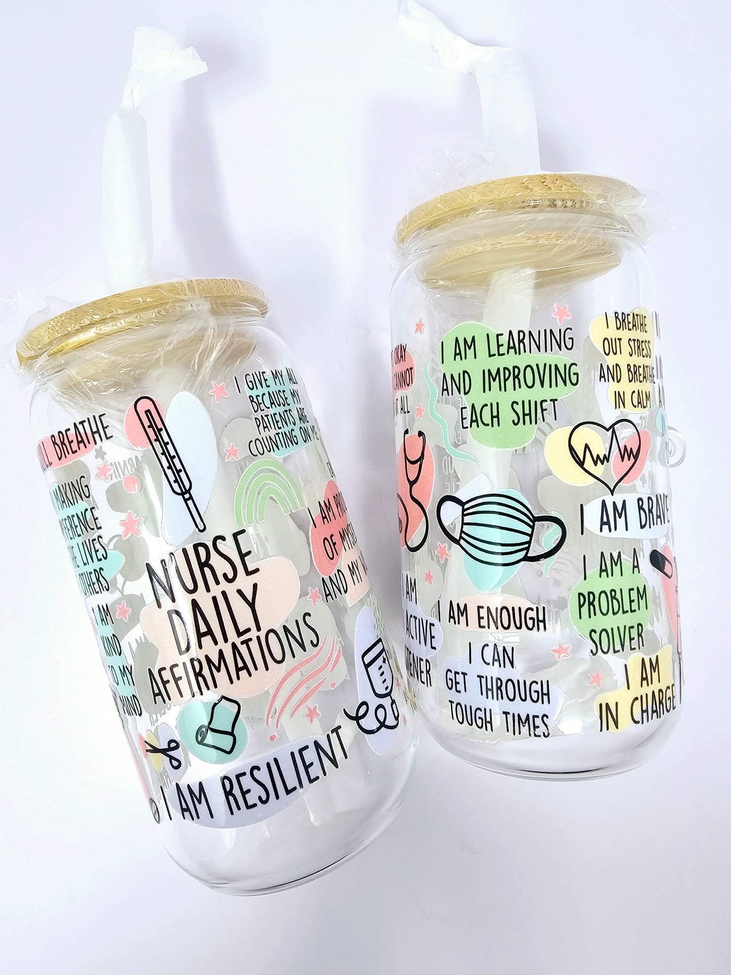 "Nurse Daily Affirmations" Glass Can 16oz