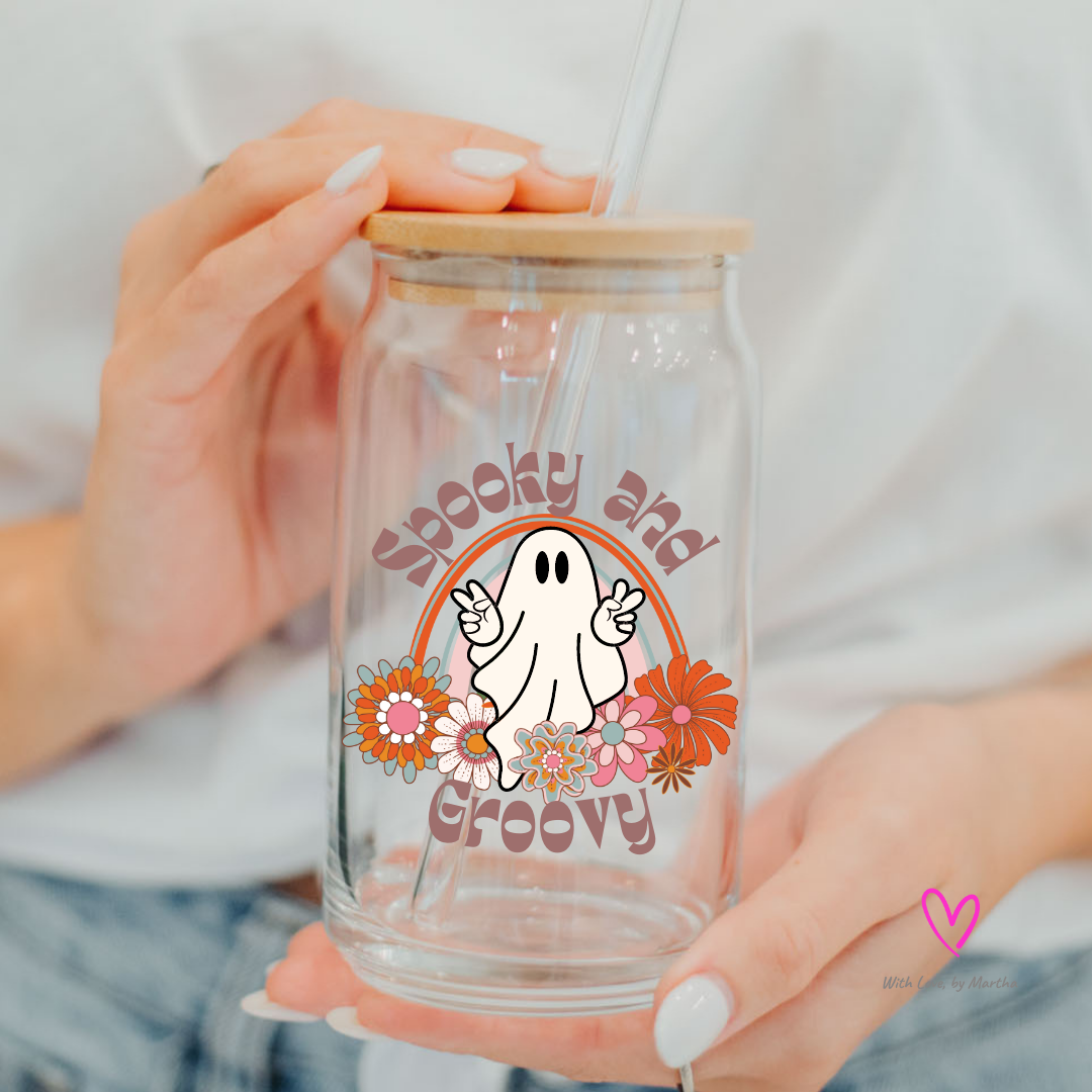 Spooky and Groovy Glass cup 16oz